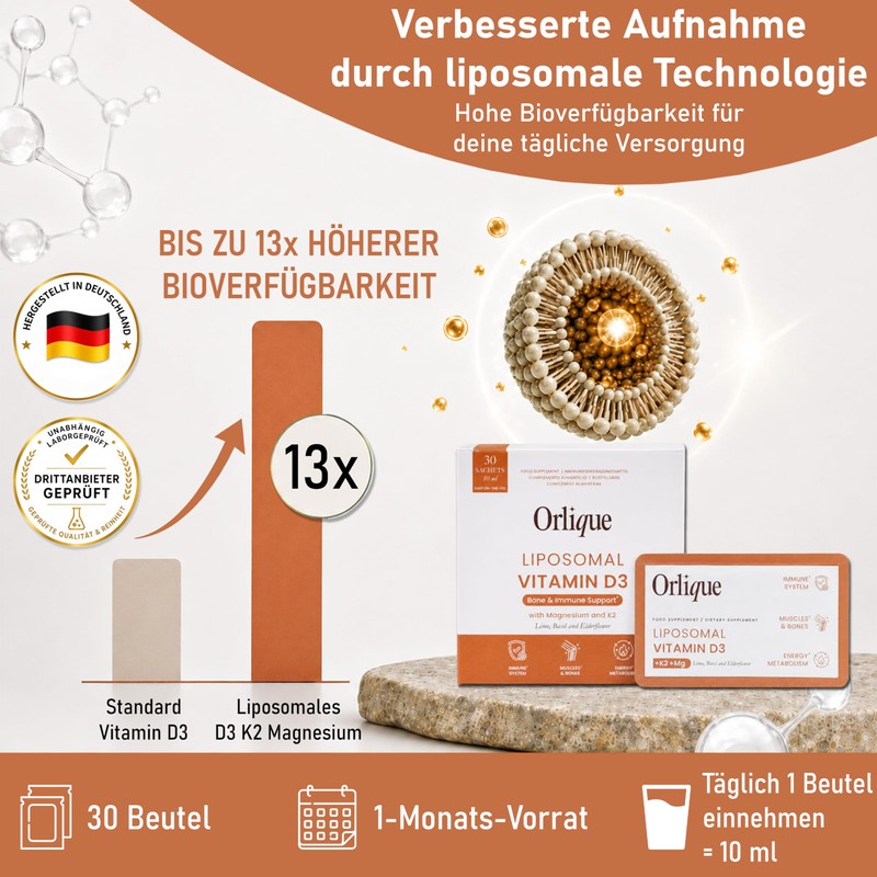 Liposomal Vitamin D3 K2 Magnesium Liquid - 30 Sachets -