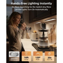 EZVALO Under Cabinet Lighting, 2400mAh Rechargeable Motion Sensor Light Indoor, 3 Color Temps, 5-Level Dimmable Magnetic Wireless Closet Lights for Kitchen, Pantry, Stairs (2 Pack)