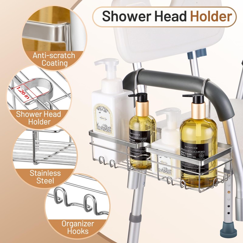 DELLAN Hanging Shower Caddy, Shower Rack with Hooks for Shower
