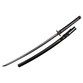 Onikiri F-581 1045 Kiku Tsuba,Real Rayskin, Sword Bag Carbon Steel Scabbard, 40", Black