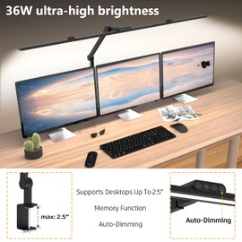 3000 Lumen Ultra Bright Architect Desk Lamp with Clamp, 36W Tall Overhead Led Desk Light for Home Office, 47Inch Long Dimmable Computer Monitor Light Bar with Remote for Table Desktop Drafting