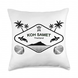 KOH Samet Thailand Sea Turtle Palm Trees Island Souvenir Throw Pillow