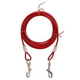 SuperglockT Stainless Steel Dog Lead Double Head Heavy Duty Cable Lead Yard Lead Garden Lead Tear-Resistant Running Lead with 360 Degree Rotating Carabiner for Dogs up to 35 kg (10 Metres, Red)