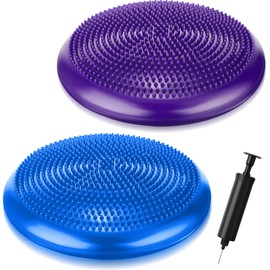 Outus 2 Pcs Balance Disc Inflated Wobble Cushion for Sensory Kids 13. 4 Inch Wiggle Seat Flexible Seating with Hand Pump for Kids Men Women Classroom Exercise Office Home Chair