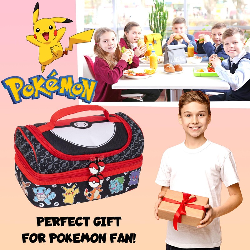 Pokémon Kids School Thermal Insulated Double Decker Lunch Bag Multi