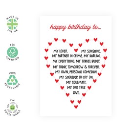 Central 23 Happy Birthday Husband Cards From Wife - To My Lover, My Soulmate, Travel Buddy - Boyfriend Birthday Cards - Sweet Girlfriend Birthday Card - Hearts Gifts - Come With Fun Stickers