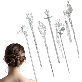 5 Pcs Chinese Hair Sticks, Hair Sticks for Buns, Vintage Hairs Chopsticks with Pendants for Women Girls Long Hairs (style 1)