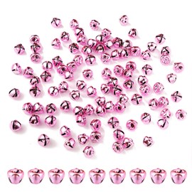 100pcs Christmas Jingle Bells, Metal Craft Small Bells Jingle Bells for Crafts Decorative Christmas Jingle Bells for Holiday Home Christmas Festival Party Wedding Decoration Gifts DIY Project(Pink)