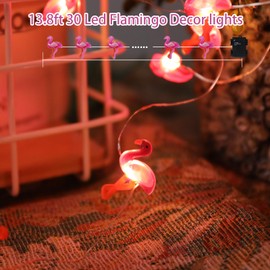 Flamingo Lights String Battery Operated, 10ft 30 LED Flamingo Fairy Lights for Bedroom, Wedding, Party - Tropical Decor, Warm Pink, Safe & Portable