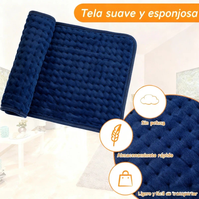Almohadilla Térmica Cojín Eléctrico 10 Niveles Temperatura Color Azul