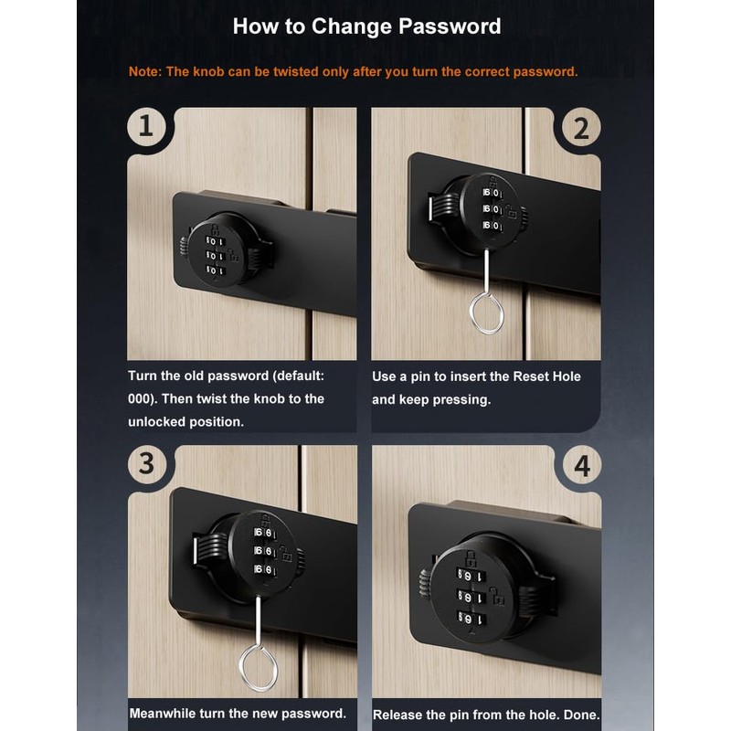ETEKJOY Keyless Cabinet Lock 3-Digit Combination Password Hasp Latch Lock