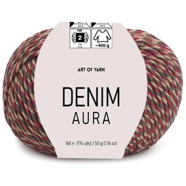 Art of Yarn DENIM AURA Multicolor Sport Yarn Fine(2) 55% Cotton,45% Poliacrylic,Total 100g(3.52 Oz)320m(348 Yds) Soft & Smooth for Crocheting, Knitting, Amigurumi Baby Blankets, garments 2 Skein 99619