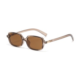 WDZAYXC Classic Rectangular Sunglasses Retro Slim Lenses Vintage Rectangle Sunglasses, Light Brown/Tan
