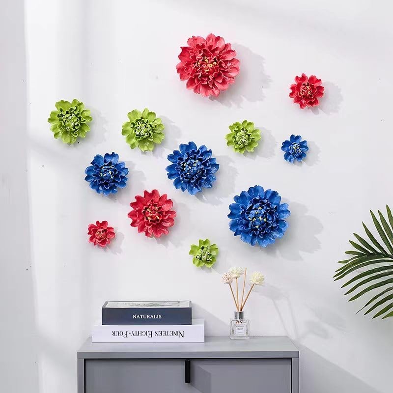 AMERRY Ceramic Wall Flower Decor Artificial 3D Flower Wall Art，Handmade