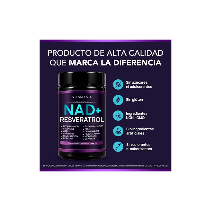 Nad Resveratrol Suplemento Ingredientes Complejo Incluye Betaina Acido Alfa Lipoico