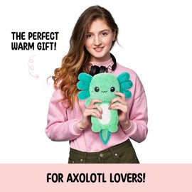 Axolotl Microwavable Unscented Heating Pad for Women and Kids- Cute Soft Cozy Pillow Plush Heatable Warm Stuffed Animals - Kawaii Hot and Cold Plushie Food Toy - Axolotl Gifts for Girls and Boys Mint