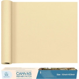 KING MOUNTAIN Canvas Repair Patch 16×60 Inch Self-Adhesive Waterproof Fabric Patch for Sofas, Tents, Furniture,Tote Bags, Car Seats (Beige)