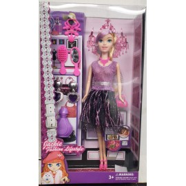 Jackie Fashion Lifestyle Plastic Doll Set with accessories (12") PURPLE SKIRT