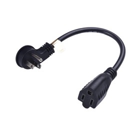 Cable de extensión corto de 1 pie 12 pulgadas, 16 AWG 3 puntas macho a hembra, enchufe plano corto para interiores y exteriores, cable de extensión de alimentación, color negro, cable de extensión pequeño y resistente, oficina de lujo