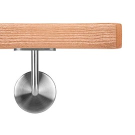VKT Wooden Handrail 42 x 42 mm Wall Handrail Ash Holder Round 70 cm 2 Holders