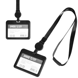 2 Pieces ID Card Holder with Lanyard for Office, Hard Plastic Student ID Holder, Exhibition Badge Holder Pack, Business Card Protective Case, ID Cover Hard Plastic for Employees