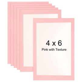 sourcing map 4 x 6 Cardboard Picture Frame, 6pcs Pink with Texture Photo Wall Display Paper Frame with Clear Film for Children's Drawing Artwork Display Gallery Wall Frame Exhibition