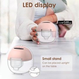 QIUXQIU Wearable Electric Breast Pump with LED Display Hands-Free Breast Pump Portable Low Noise Leakproof Painless Breastfeeding Breastpump with 3 Modes 12 Adjustable Levels,Can Be Worn in-Bra,24mm