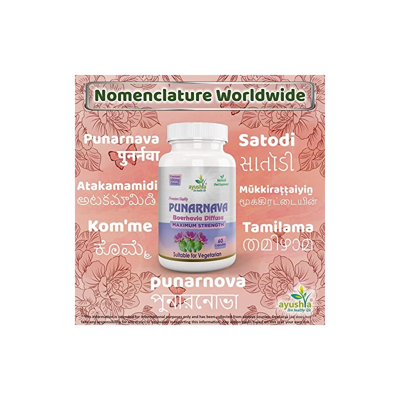 Ayushya Punarnava Capsule (Boerhavia Diffusa), 60 Capsules, Natural