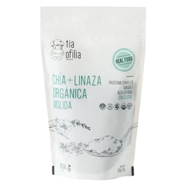 Tía Ofilia | Chía + Linaza Orgánica Molida | Proteína completa basada en plantas | Fibra y Omega 3 | Superalimento | 200g | Organic Chia and Flaxseed Blend | Complete plant-based protein | Superfood