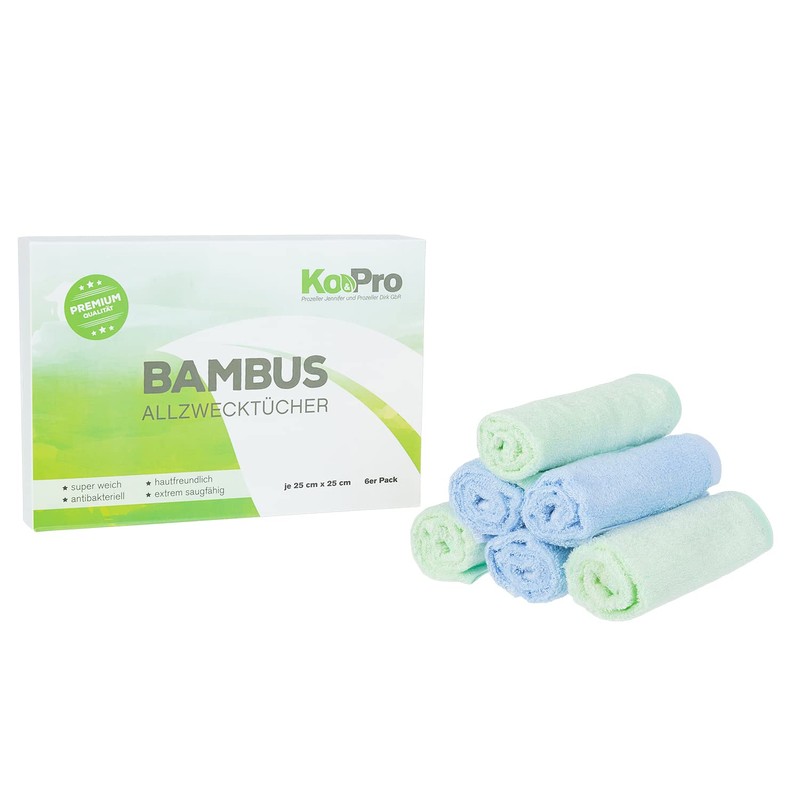 Ko&Pro 100% Bamboo Cloths, Set of 6, 25 x 25