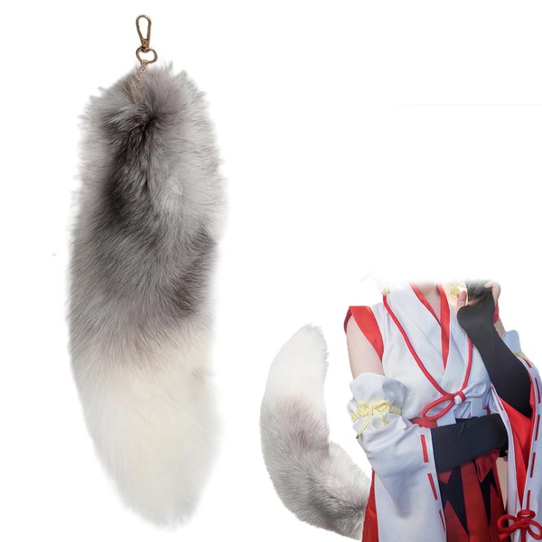 YREYBN Fox Tail 15.75inch Shaggy Fur Tail Fox Tail Animal