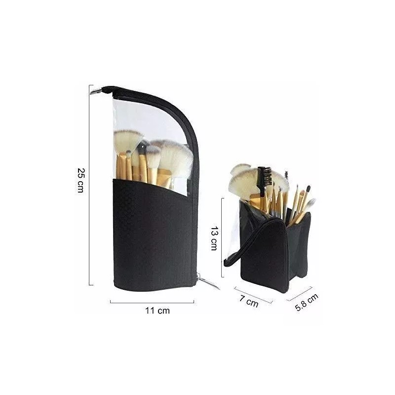 ANEMEL Soporte De Brochas De Maquillaje De Viaje Negro, Anemel