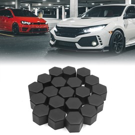 uxcell 20pcs 21mm Rubber Car Wheel Tire Nut Screw Lug Dust Cover Caps Hub Protector Black