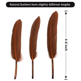 FeelfunFeather 120pcs Coffee Brown Goose Cochettes Feather Natural bulk 4-6 inch 10-15cm for Wedding Party Christmas Decorations DIY Crafts Goose Cochettes Feather