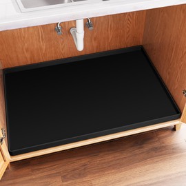 FLATO Under Sink Mat for Kitchen Waterproof 31" x 19", Silicone Under Sink Liner, Cabinet and Shelf Protector, Kitchen Organizers and Storage, Bathroom Sink Drip Tray