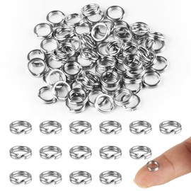 100 x Small Keyring Rings, 8mm Split Rings, Open Jump Rings, Split Jump Rings, Small Split Key Rings for Crafting Making, Keyring Loops, Stainless Steel Key Chain Rings for Jewelry Making Connectors