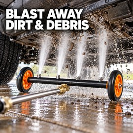 SucceBuy 16-Inch Pressure Washer Undercarriage Cleaner with 4 Nozzles, 4000 PSI and Extension Wands