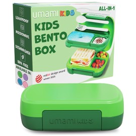 Umami All-in-1 Bento Box for Kids, Ice-pack & Utensils Included, 100% Leakproof & BPA free, Parents' favorite Lunch Box Kids (Jungle Green, 23 oz)