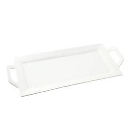 10 Strawberry Street Whittier 15" x 7" Embossed Rectangular Handled Platter, Set of 2, White