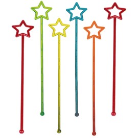 Star Top Swizzle Sticks Disposible 9.8 Inch Cocktail Drink Stirrers Plastic Star Top Crystal Swizzle Sticks - 30 Pieces (Multicolor)