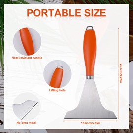 Gosknor Heavy Duty Griddle Handle Scraper for Flat Top, Stainless Steel Food Scraper Outdoor Anti-Slip Durable Grill Scraper for Blackstone Outdoor Grill Flat Top Grill Accessories