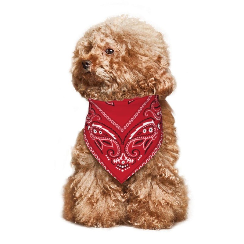 Red Paisley Dog Bandana Scarf Triangle Bibs Pet Accessories Cat