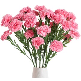 IPOPU 30 Heads Carnations Flowers Pink Carnations Artificial Flowers 6PCS Silk Carnations 27.56in Artificial Carnations with Stems for Wedding Home Table Centerpieces Floral Arrangements(Pink)