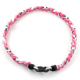 MapofBeauty 18" Three Braided Rope Sport Tornado Necklace (Pink/White)