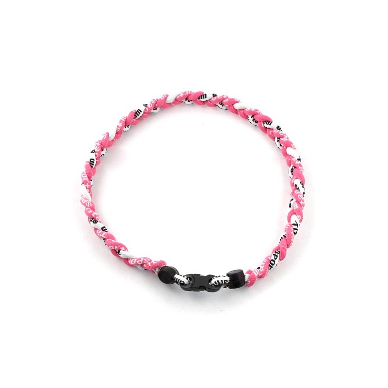 MapofBeauty 18" Three Braided Rope Sport Tornado Necklace (Pink/White)
