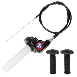 Motorcycle Quick Throttle Grip, Aluminium Quick Throttle Grip 22 mm Set with 1.2 m Cable Throttle Cable Handlebar Grips, Throttle Grip Cable Set for 50-250cc Dirt Bike ATV Motocross E Bike Quick Turn Twist