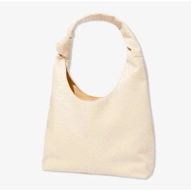 Ulta Cream Weave Print Fashion Tote Handbag Magnetic Clasp Lined Inner Pocket