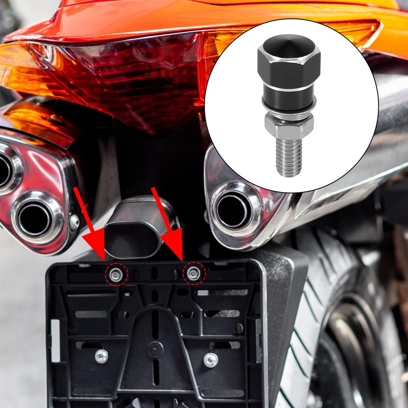 Motoforti 4pcs Universal Motorcycle License Plate Frame Bolts Screws Black