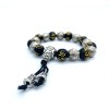 black and silver elastic bracelet bead mala Buddhist meditation letter