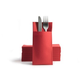 Alvotex CHIC Airlaid 50 Cutlery Napkins Cutlery Pockets, Fabric-like, Disposable Napkins, 39 x 40 cm, Red